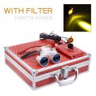 3W Dental LED Headlight with Light Shield Shade+3.5X420mm Surgical Loupe Red US