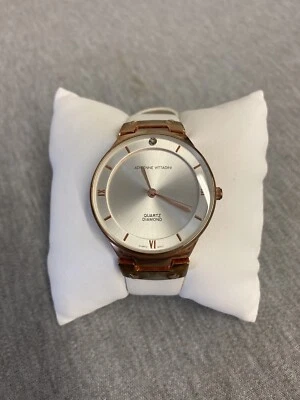Adrienne Vittadini Watch AD9553 Quartz Diamond [White Leather Band] - Image 1 of 4