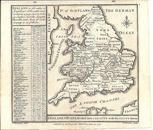Antique map, Badeslade & Toms, 1742, England & Wales divided into Counties, ..l - Picture 1 of 1