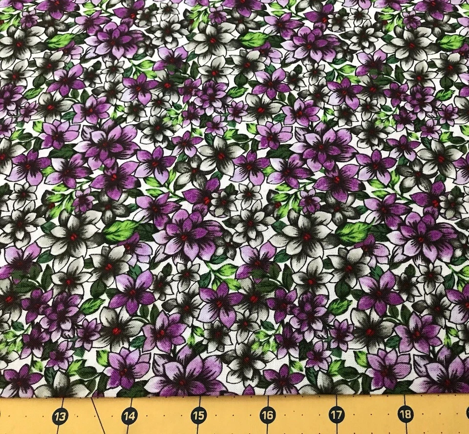 Purple Floral 100% cotton fabric Hobby Lobby sold by the yard #1894 - Image 1 of 1