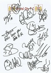 BRISTOL CITY F.C SIGNED 2007/2008 A4 (12x8) TEAMSHEETx14+COA *TRUNDLE*BASSO*ORR* - Picture 1 of 2