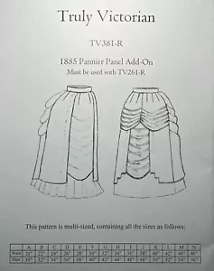 TV381-R Truly Victorian UNCUT Sewing Pattern 1885 Pannier Panel Add-On - Picture 1 of 2