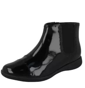 Clarks ETCH FORM Black Coated Patent Leather Boots UK Size 12.5 F EU 31 - Picture 1 of 8