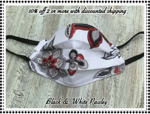 Black & White -Face Mask with quilted filter/Nose Wire/Cotton mask/Reusable - Picture 1 of 2
