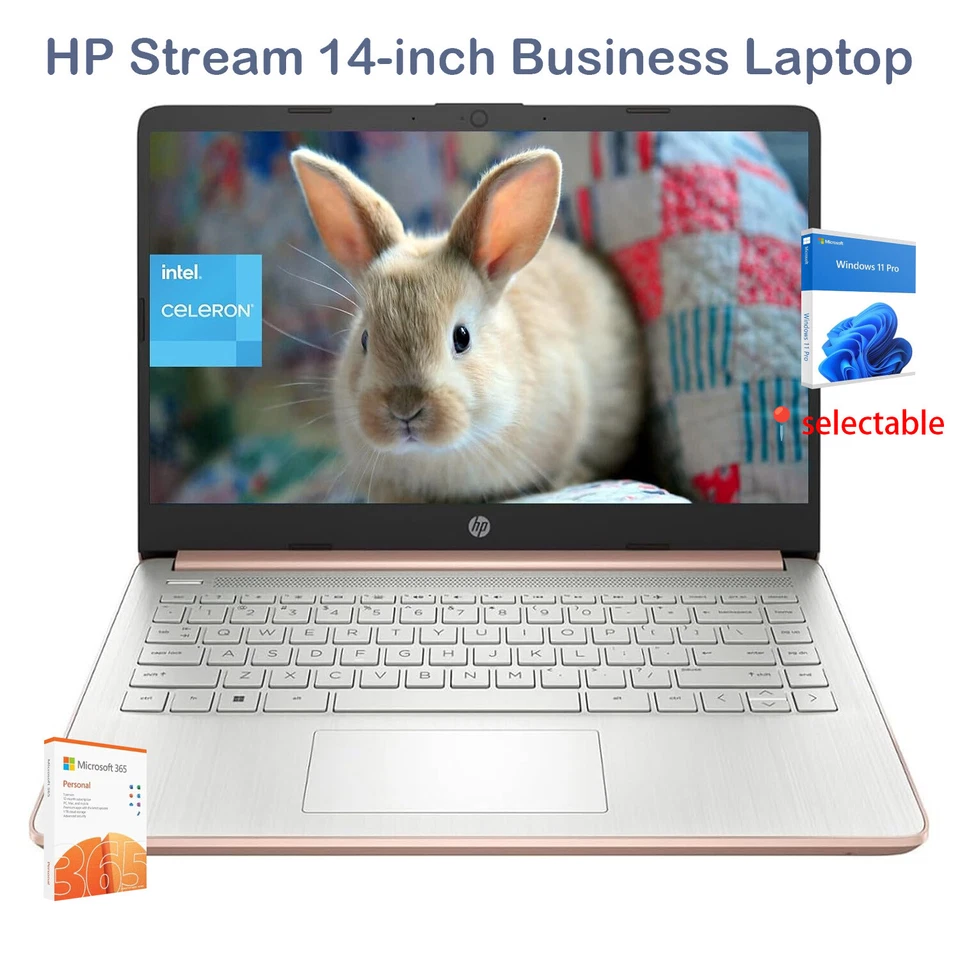 HP 14 inch Laptop Intel Celeron N4120 1.1GHz 4GB 128GB Rose Gold 14-dq0762dx