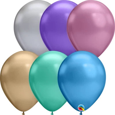Chrome latex balloons Qualatex 11in 100pcs Gold,Silver,Blue,Green,Copper,Purple