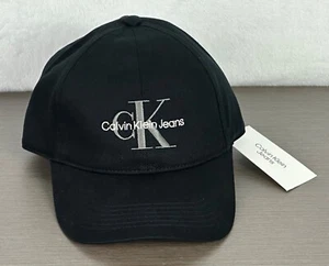 Calvin Klein Jeans Men's Monogram Logo Black Baseball Cap / Hat One Size NWT - Picture 1 of 10
