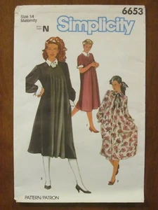 SIMPLICITY PATTERN - 6653 LADIES MATERNITY DRESS PLEATS FRENCH CUFFS SZ 14 UNCUT - Bild 1 von 2