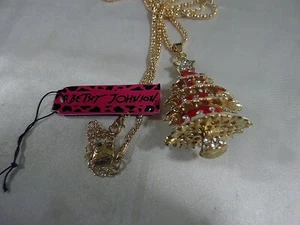 COLLAR ÁRBOL DE NAVIDAD ESMALTADO BETSEY JOHNSON TONO ORO ROJO BLANCO - Imagen 1 de 3