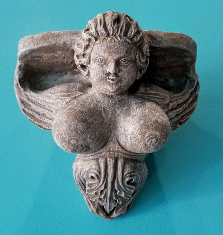 Rare Winged Gothic Female angel Architectural Accent Vintage Cover