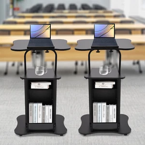 Mobile Laptop Cart Podium Adjustable Height Sit-to-Stand Desk Rolling Lecterns - Picture 1 of 20