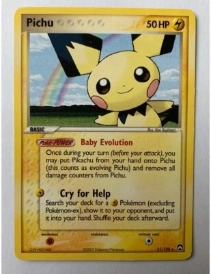 RARE Pichu Non Holo Power Keepers 21/108 Pokemon card Great Condition  - Image 1 of 3