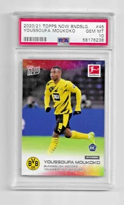 2020 TOPPS NOW BUNDESIGA SOCCER CARD #45 YOUSSOUFA MOUKOKO RC PSA 10 DORTMUND - Picture 1 of 5