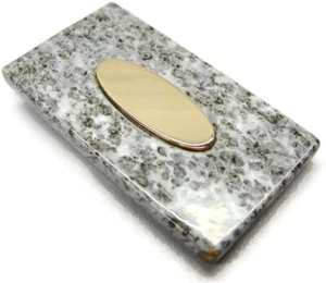 Fermasoldi Inciso Grigio Tono Oro Acciaio Inox Portafoglio Carte di Credito Contanti - Foto 1 di 8