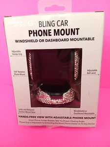 Support de téléphone de voiture BLING, CONVIENT À TOUS LES SMARTPHONES ! RÉGLABLE, STRASS ROSE/ARGENT - Photo 1 sur 13