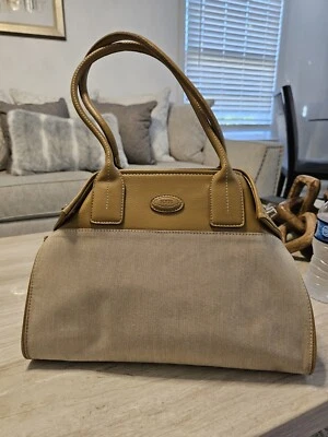 Vintage TOD'S Beige Canvas and Leather Tote Bag - Designer Luxury Handbag - Image 1 of 4