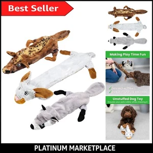 Indestructible Plush Dog Toys Set - 3 No-Stuffing Squeaky Toys for All Breeds - Picture 1 of 9