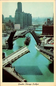 Postcard Chicago Illinois Greater Chicago Bridges Old Fort Dearborn Vintage - Picture 1 of 2