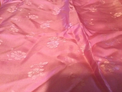 Pink Rose Print Rayon Blend Silky Fabric 2 Yards X 28“ Wide - Image 1 of 4