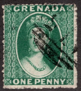 1884 Grenada Sc# 3 - One Penny - Queen Victoria, Chalon Head - Used - Cv$17.50 - Picture 1 of 1