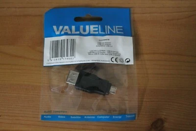 Valueline USB A Female To USB Micro B Male USB 2.0 Cable Connector Adapter - Image 1 of 2