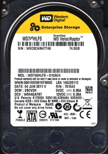 WD 74GB WD740HLFS-01G6U4 DCM EBCV2H V2 2060-701543-003 SPENDERLAUFWERK - Bild 1 von 2