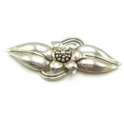 Vintage 800 Silver Long Floral Brooch Pin Picto Signed 3"