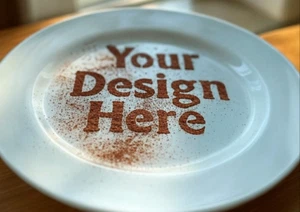 Plantilla de Plato de Postre Personalizada para Hogar, Restaurantes Cualquier Texto/Logotipo - Imagen 1 de 8