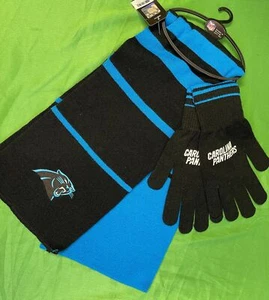 NFL Carolina Panthers 2-teilig gerippte Strickhandschuhe & Schal Geschenkset Neu mit Etikett - Bild 1 von 3