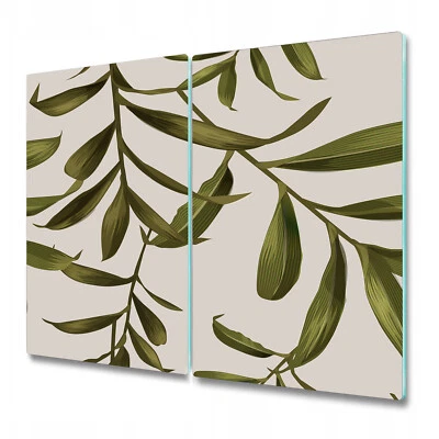 Cubierta de vitrocerámica de inducción de vidrio hoja verde hojas de acuarela 2x30x52 Foto 1 de 4