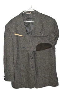 NEW 46R STAFFORD Mens Gray Hunting Hacking Fleck Tweed Elbow Patches Coat jacket - Picture 1 of 18