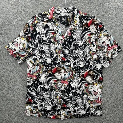 Camisa Ed Hardy Para Hombres Mediana Tatuaje Arte Muerte Antes del Deshonor Águila Calavera Serpiente Foto 1 de 4