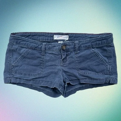 Mini Pantalones Cortos Vintage Hollister Para Mujer Azul Ultra Bajo Tiro Micro Talla 0 Elásticos Foto 1 de 4