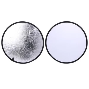 2 in 1 55-60cm Light Mulit Collapsible Disc Photography Reflector Silver/White - Picture 1 of 8