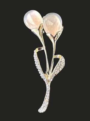 Broche flor cristal lirio pedrería mujer novia prendedor ramo adorno Foto 1 de 4