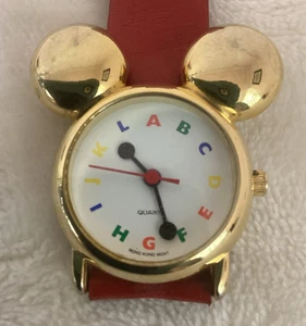 Rare Vintage Working Mickey Mouse Ears Watch Letters on the Face New Battery - Picture 1 of 10