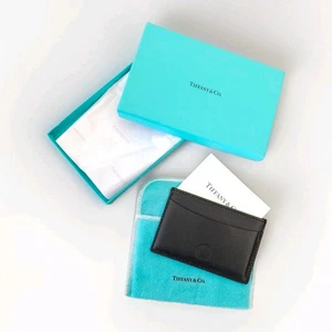 Tiffany & Co. Tarjetero Cartera Cuero Negro Todo Embalaje Original Nuevo - Imagen 1 de 9