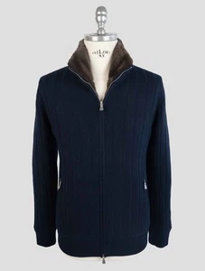 NEW BARBA NAPOLI BLUE CASHMERE WITH FUR COAT US 38 - EU 48 BCZ8 - Picture 1 of 7