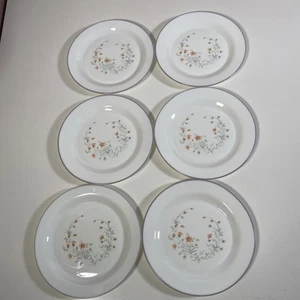 Vintage Pyrex 7.5” Side Plates x 6  Emily Spring Garden Floral Milk Glass VGC - Picture 1 of 5