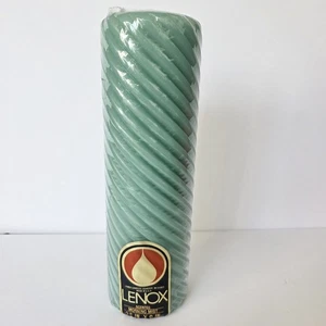 Lenox Pillar Candle MORNING MIST Tall 9" Large Vintage Twist  Green NEW & SEALED - Picture 1 of 5