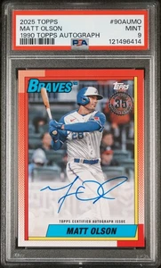 2025 Topps Matt Olson #90AU-MO 1990 Topps Baseball Autographs PSA 9 - Picture 1 of 2
