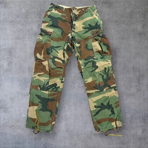 Vintage Army Woodland Camo Pants Small Short Hot Weather Combat Trousers Ripstop - Bild 1 von 7