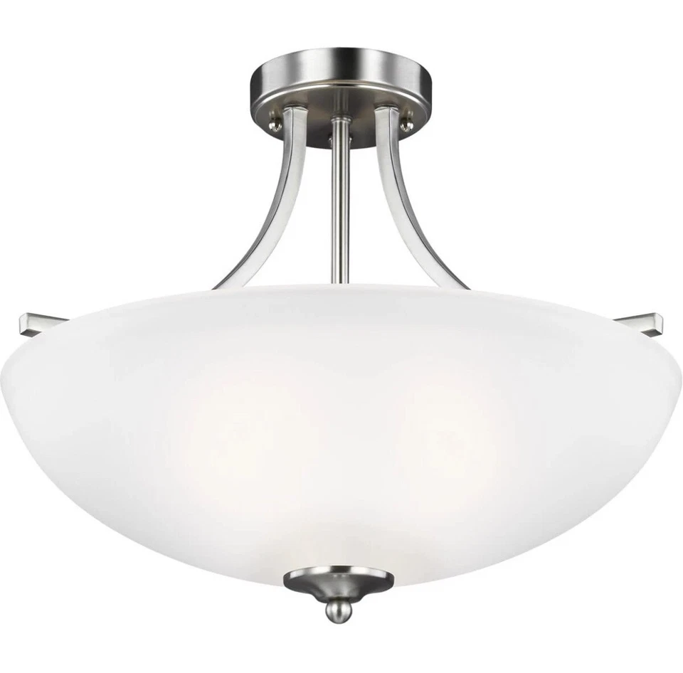 Sea Gull Lighting 7716503-962 Geary Semi Flush Mount Light Brushed Nickel