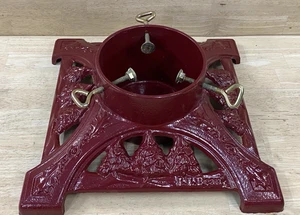 Vintage LL Bean John Wright Christmas Tree Stand Red Cast Iron Made in USA - Picture 1 of 13