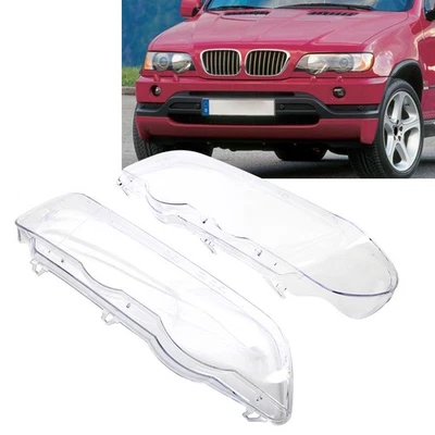 2x Front Headlight Lens Cover Headlamp Shell Fit BMW X5 E53 1999-03 Transparent - Image 1 of 4