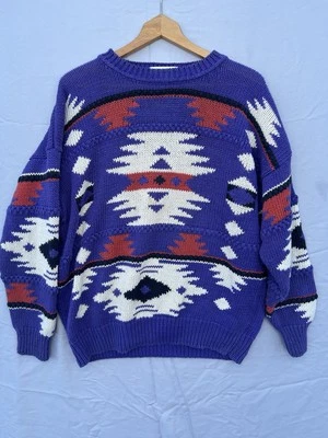 Vintage Members Only Knit Sweater Aztec Grandpa Cozy X Large Crewneck - Image 1 of 4