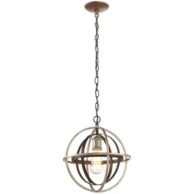 Home Decorators Barton Bay 1-Light Bronze and Champagne Pewter Orb Mini Pendant. - Image 1 of 4