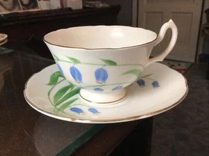 N. EsBury Bone China England tea cup & saucer blue flower pattern - Picture 1 of 1