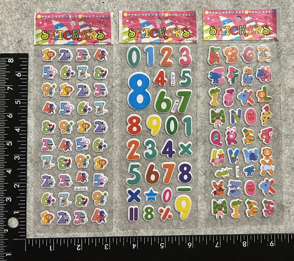 Lot of 3 Sheets Numbers Letters Alphabet Stickers NIP - Image 1 of 1