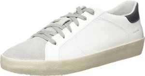GEOX WARLEY LOW TOP MEN'S LEATHER RESPIRA SNEAKERS -WHITE/GRAY (US SIZE 10/10.5) - Picture 1 of 10